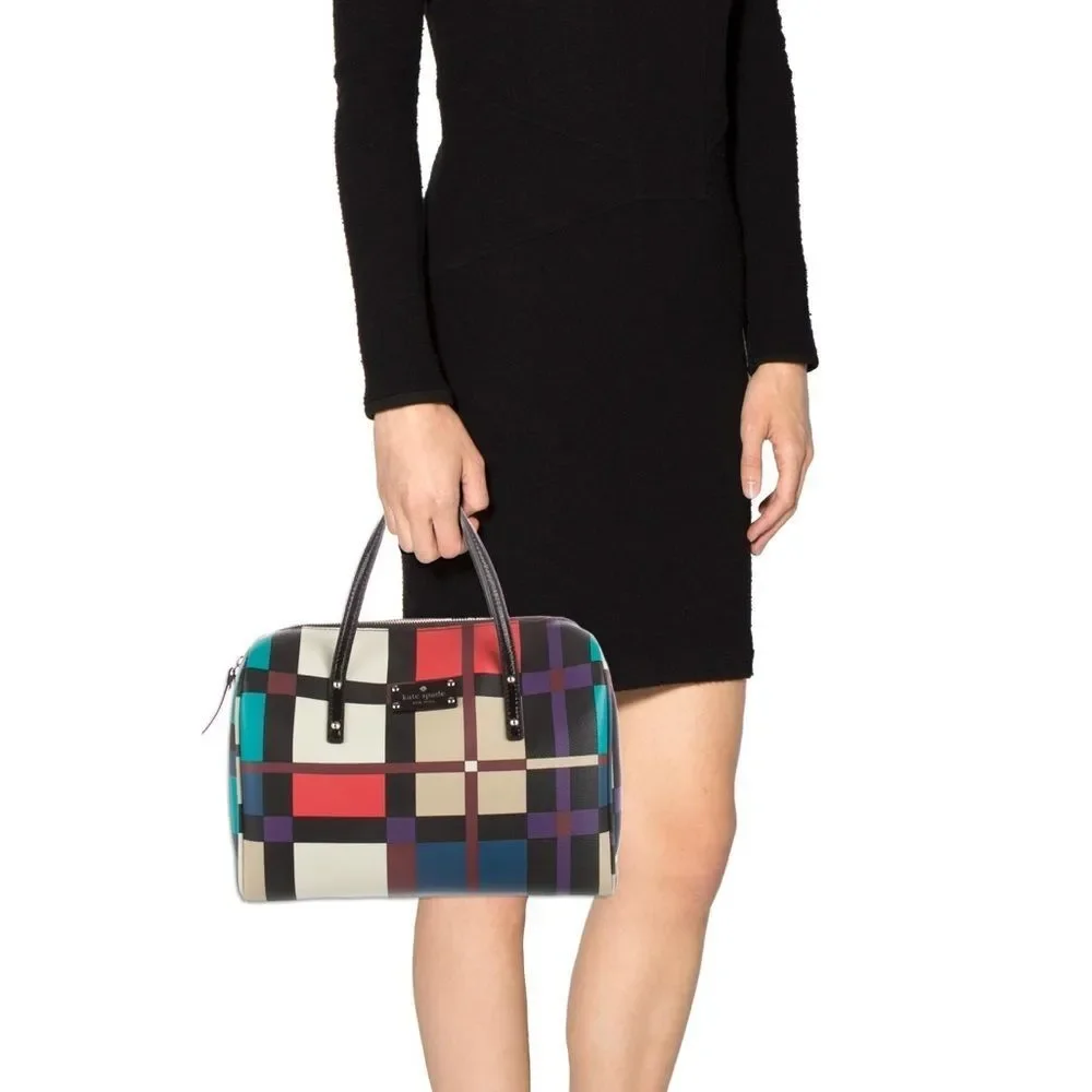 Kate Spade Perry Street Shawna handbag colorblock handbag leather plaid
